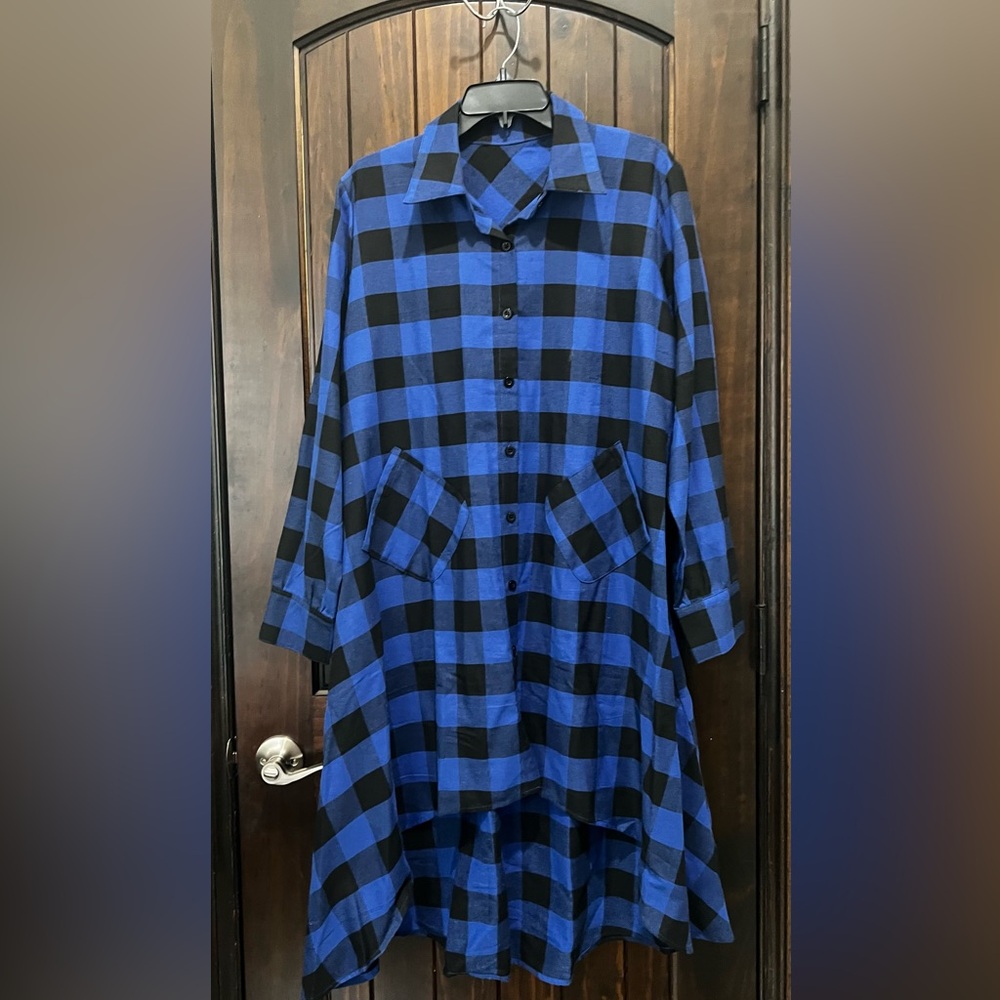 Plaid High- Low Top